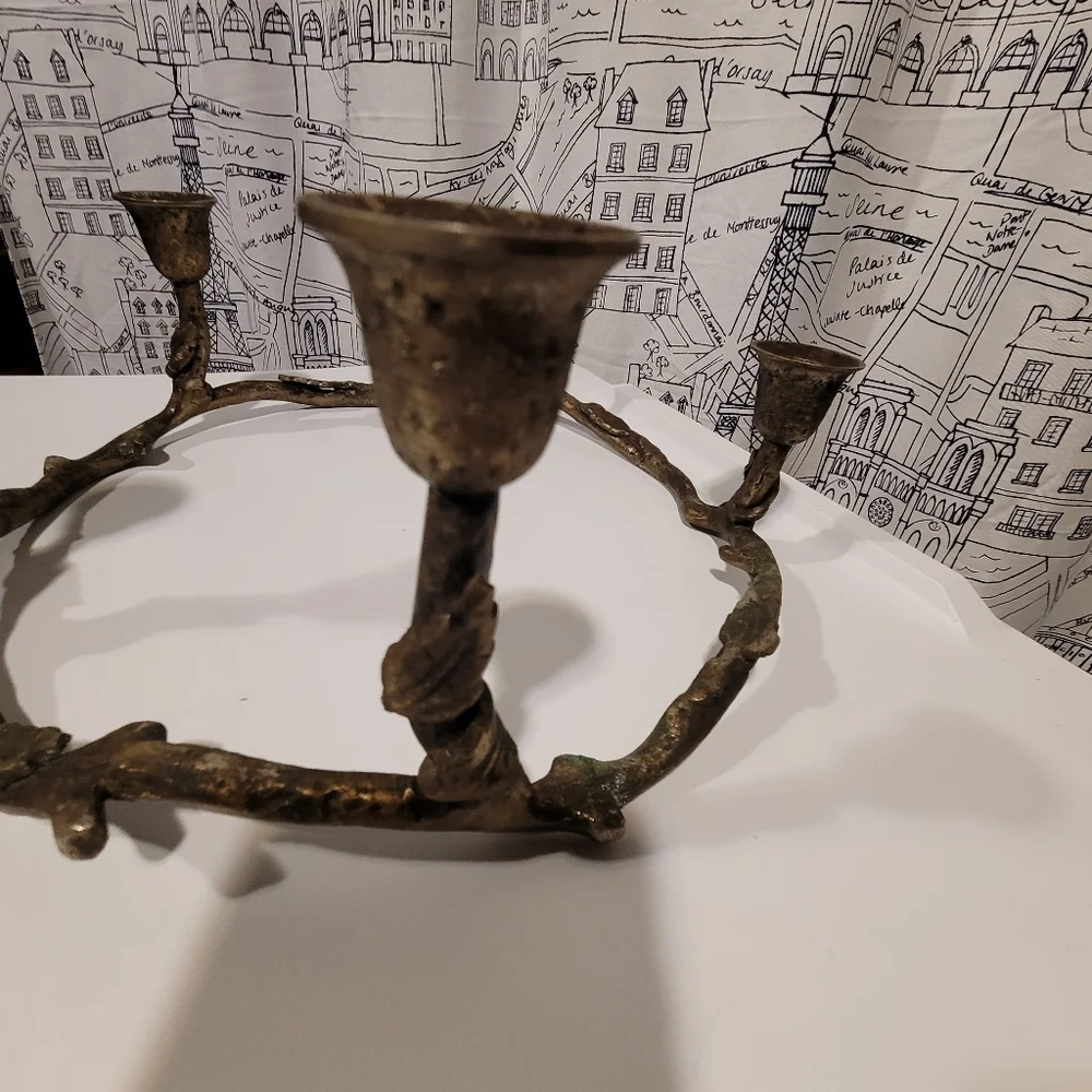Vintage Brass Ring 5 Candle Candle Holder EUC - Picture 2 of 7